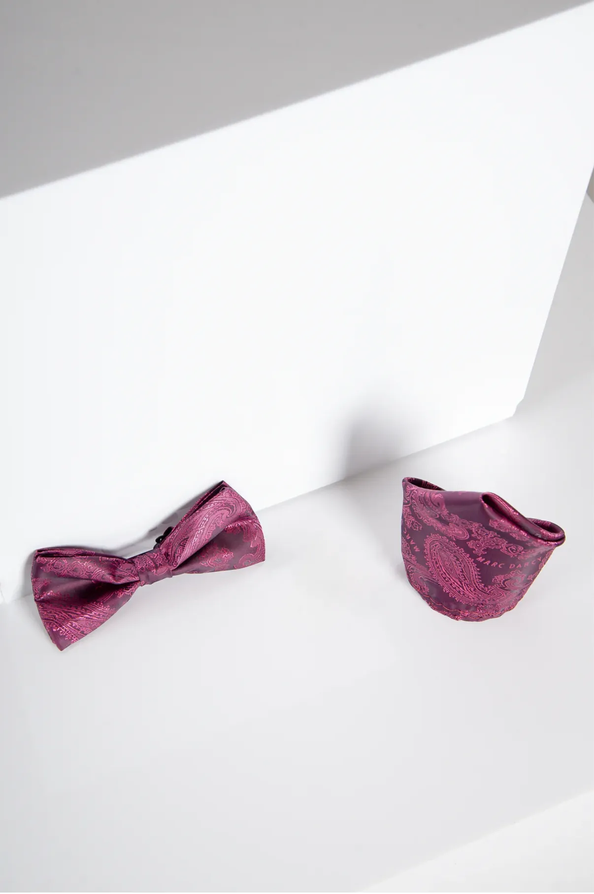 MD PAISLEY - Berry Paisley Bow Tie and Pocket Square Set sold by Marc Darcy product image thumbnail 2