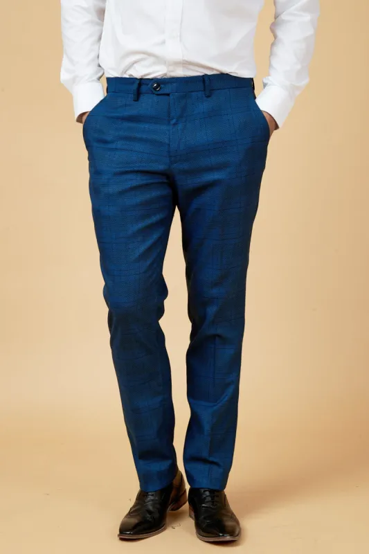 JERRY - Blue Check Trousers sold by Marc Darcy