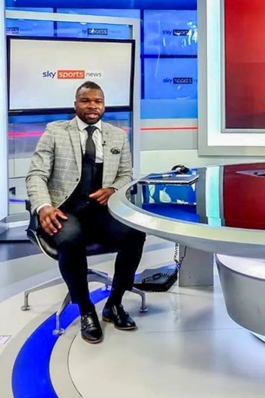 Former Hull City Footballer Aaron McLean in Ross Blazer With Dalton Waistcoat & Trousers sold by Marc Darcy