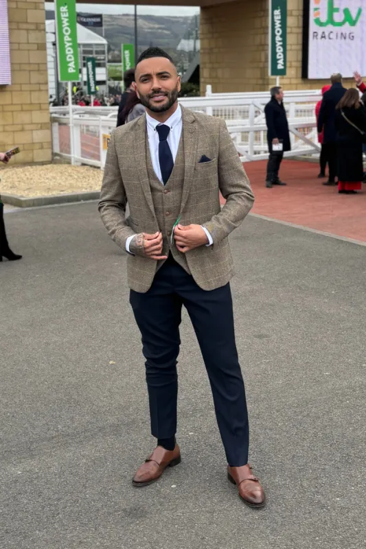 Leicester City Premier League Winner Danny Simpson in Ted Tan Tweed Blazer & Waistcoat made by Marc Darcy