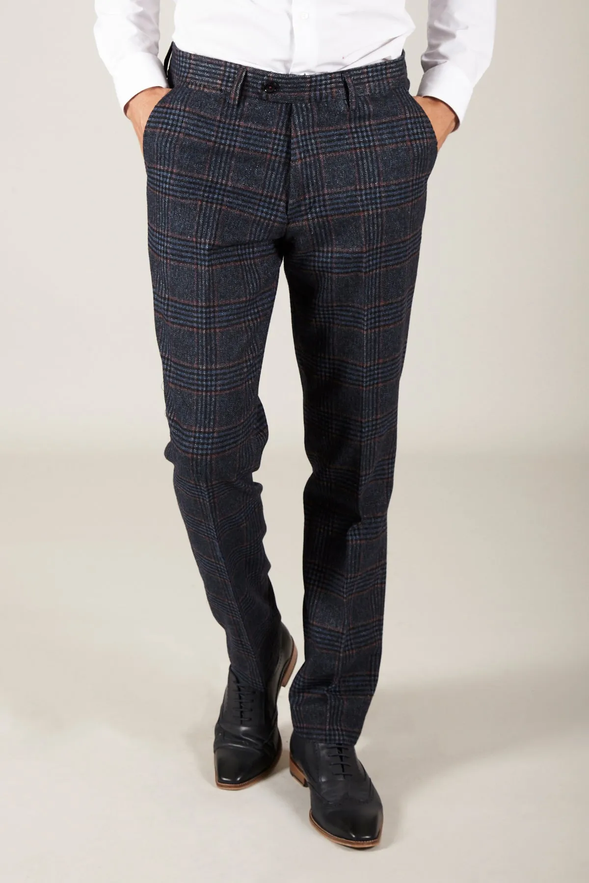 LUCA - Navy Check Tweed Trousers sold by Marc Darcy