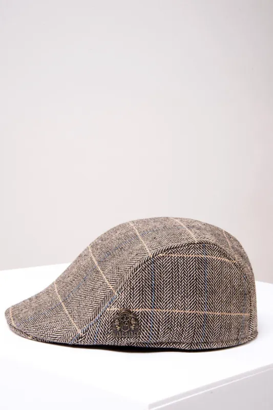 TED - Tan Tweed Check Flat Cap sold by Marc Darcy