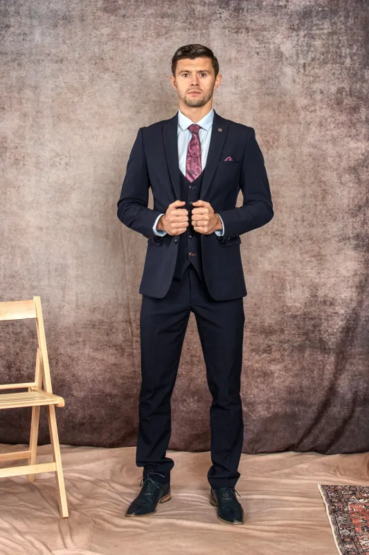The WHU Collection - BROMLEY Navy Check Three Piece Suit As Worn By Aaron Cresswell sold by Marc Darcy