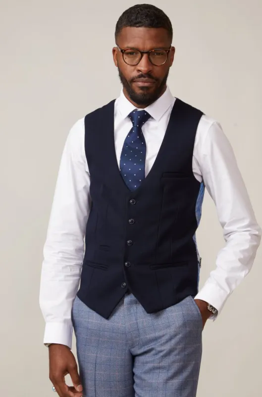 KELVIN - Navy Single Breasted Waistcoat sold by Marc Darcy