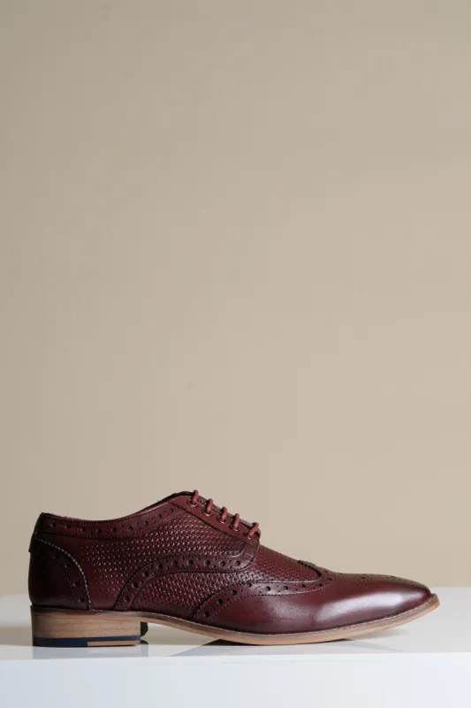 BRANDON - Bordeaux Burgundy Leather Wingtip Brogue Shoe sold by Marc Darcy