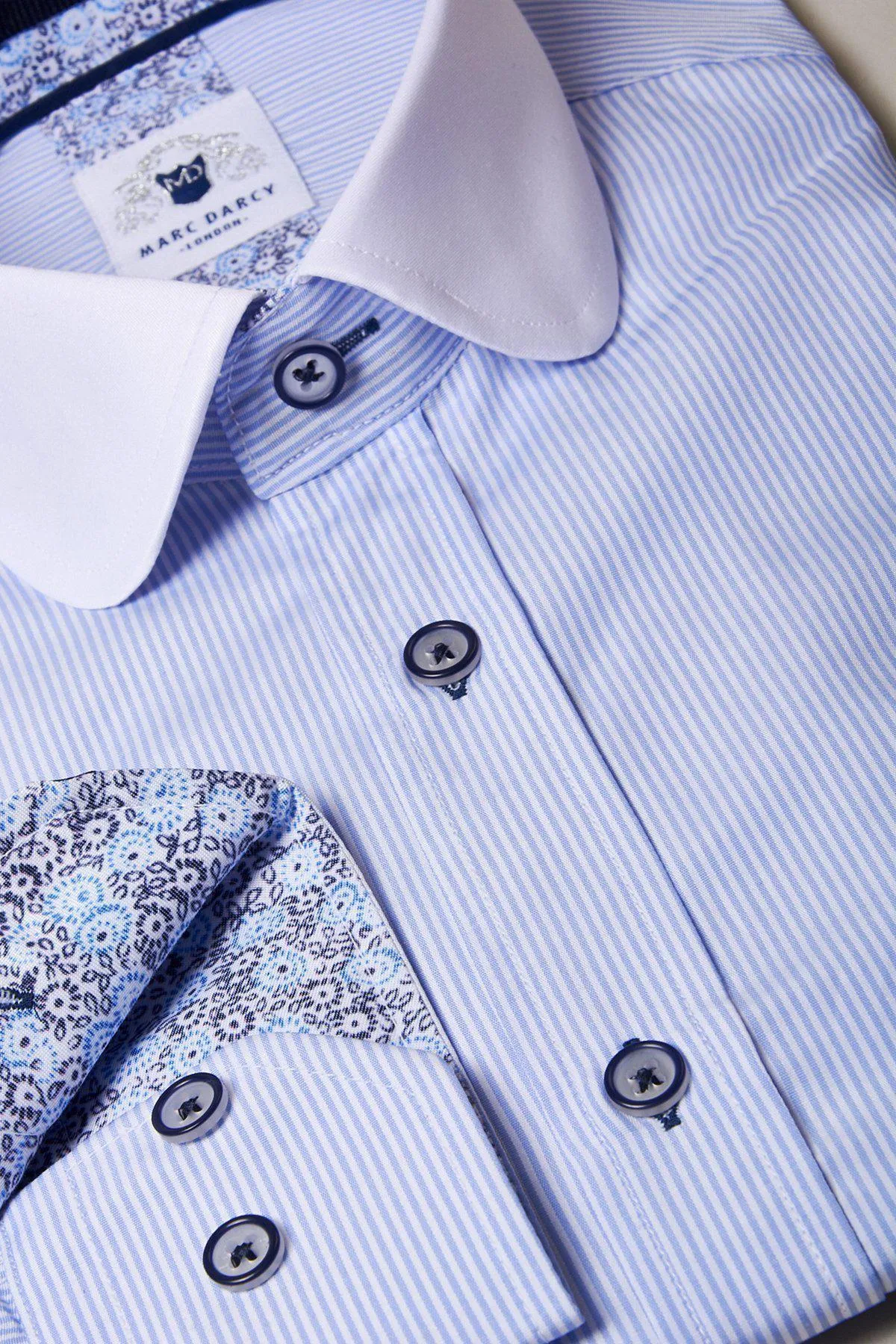 SHELBY - Sky Blue Stripe Penny Collar Shirt sold by Marc Darcy product image thumbnail 2