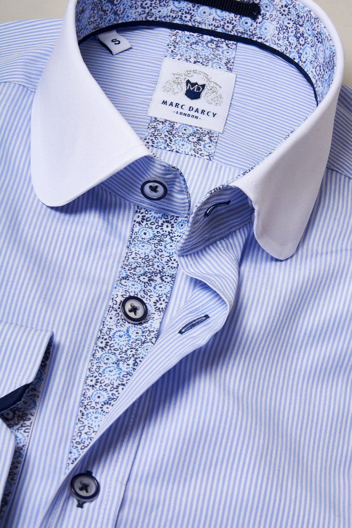 SHELBY - Sky Blue Stripe Penny Collar Shirt sold by Marc Darcy product image thumbnail 4