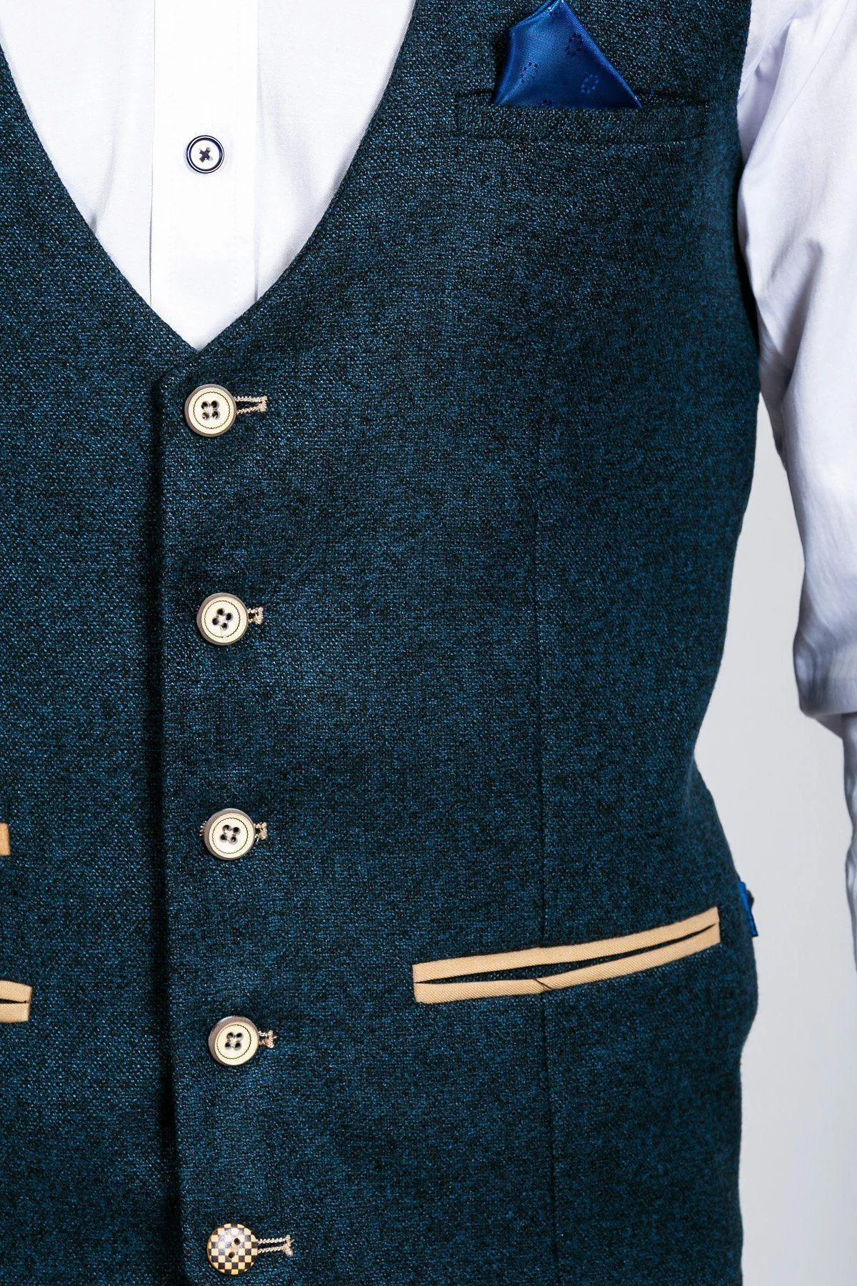 GLEN - Navy Tweed Waistcoat sold by Marc Darcy product image thumbnail 5