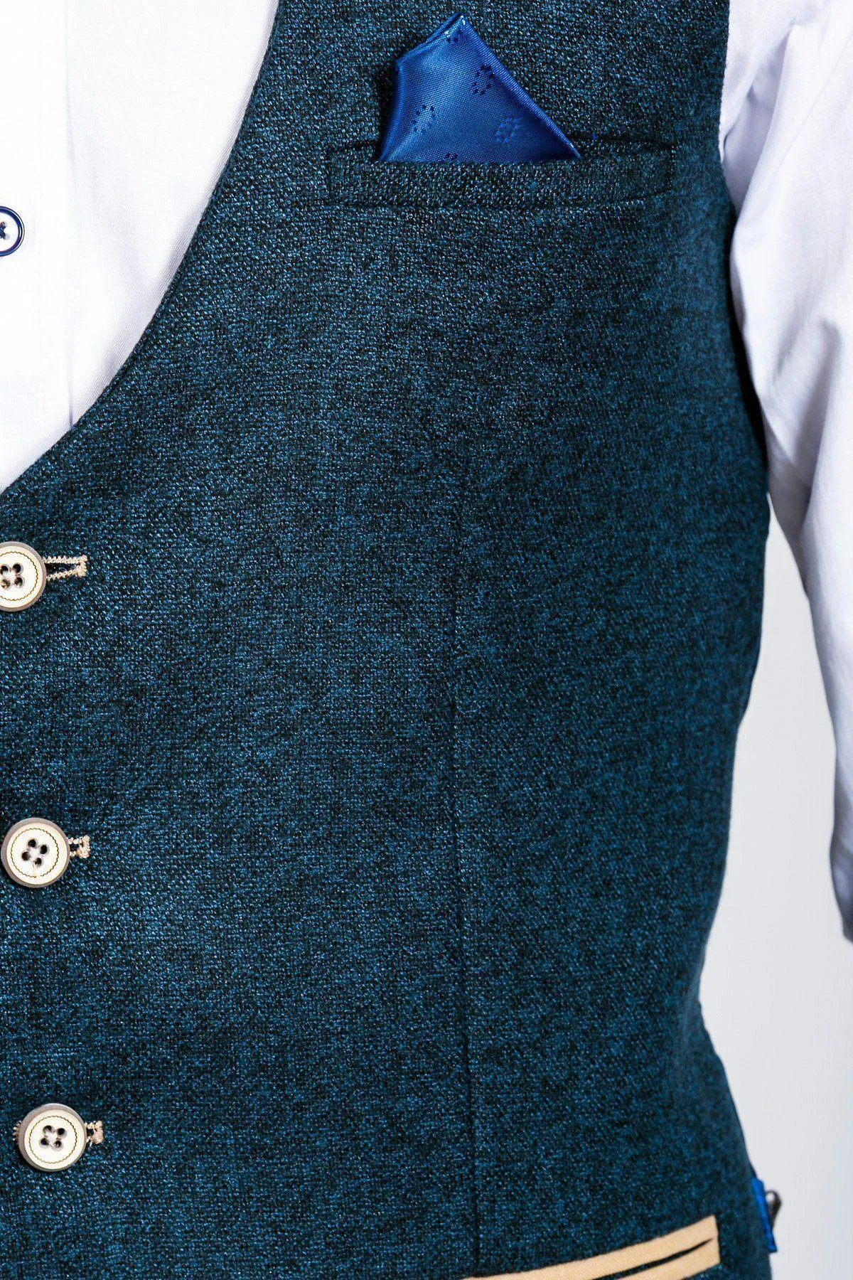 GLEN - Navy Tweed Waistcoat sold by Marc Darcy product image thumbnail 4