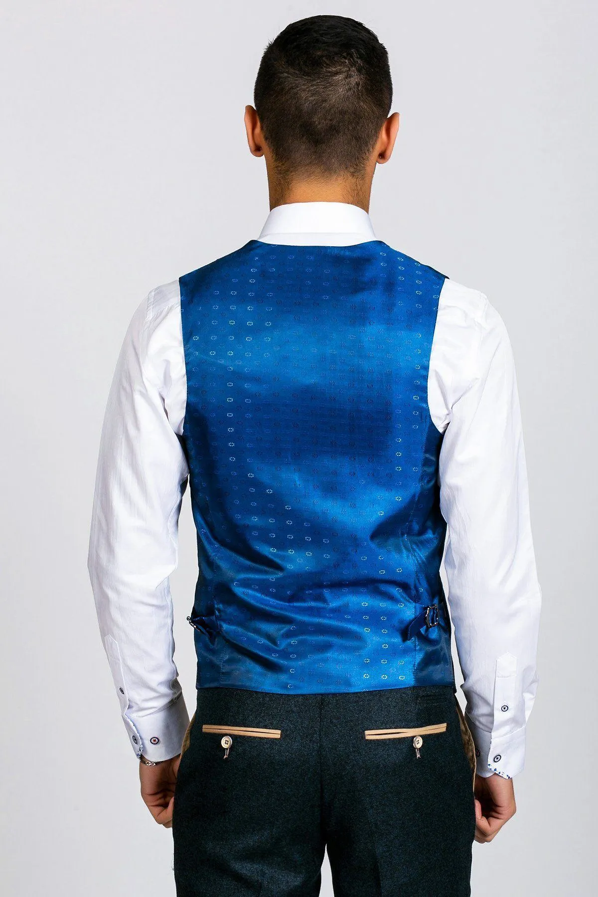 GLEN - Navy Tweed Waistcoat sold by Marc Darcy product image thumbnail 2