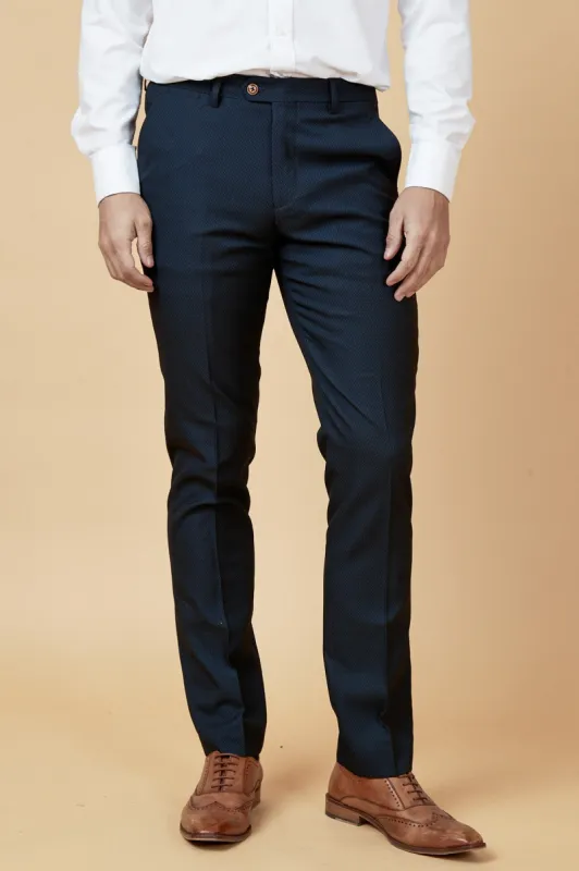 MAX - Navy Blue Trousers with Contrast Buttons sold by Marc Darcy
