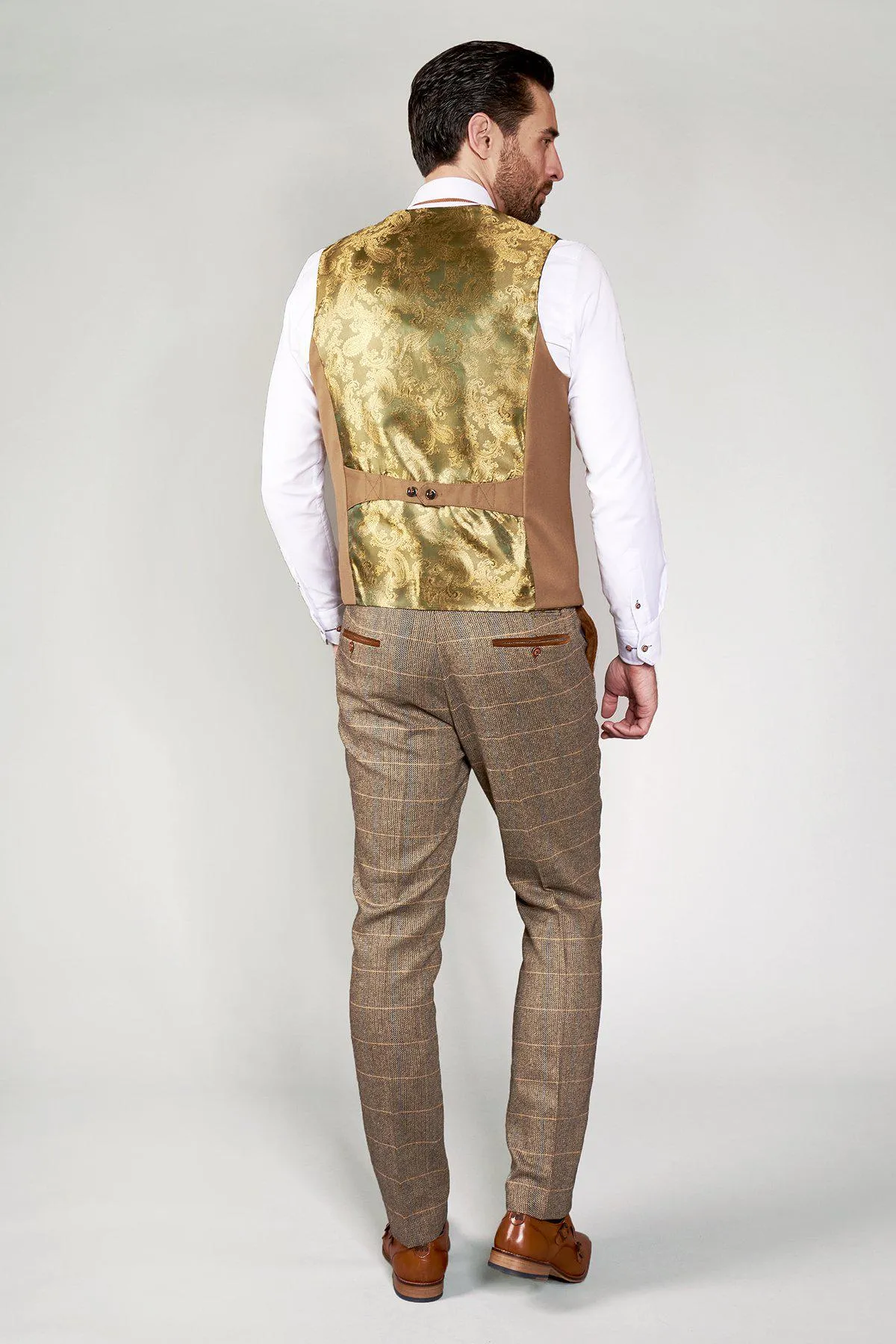 KELLY - Tan Double Breasted Waistcoat sold by Marc Darcy product image thumbnail 5