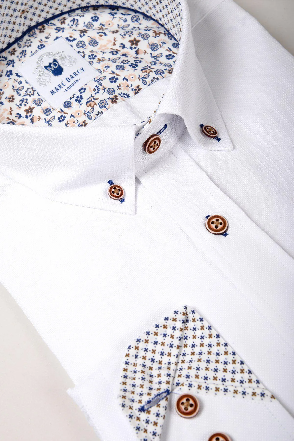 CHARLIE - White Oxford Shirt With Tan Buttons sold by Marc Darcy product image thumbnail 2