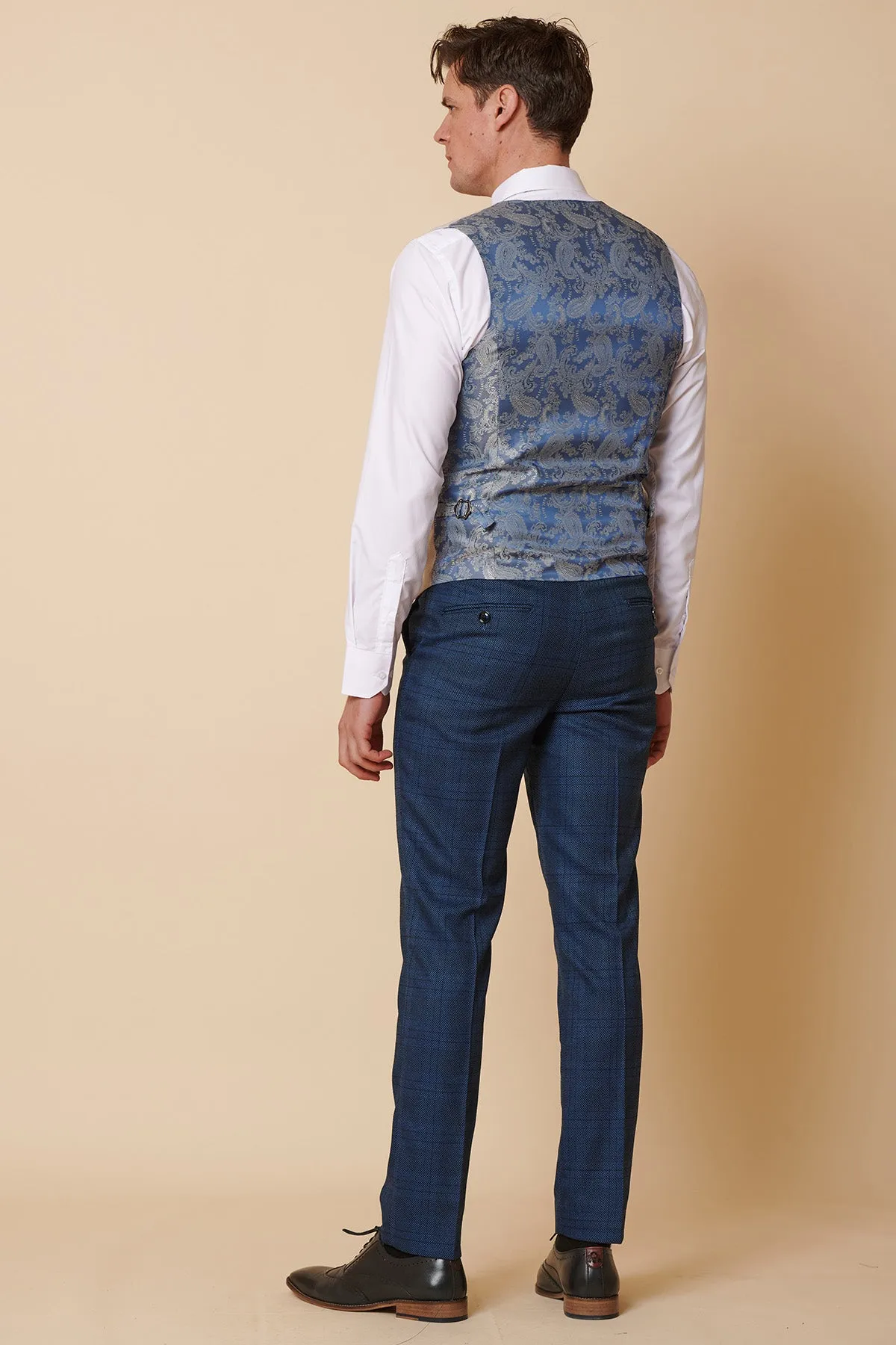 JERRY - Blue Check Suit With Kelvin Sky Waistcoat sold by Marc Darcy product image thumbnail 3