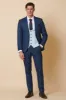 JERRY - Blue Check Suit With Kelvin Sky Waistcoat sold by Marc Darcy