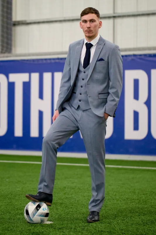 The Everton Collection | James Garner In The BROMLEY Sky Blue Suit sold by Marc Darcy