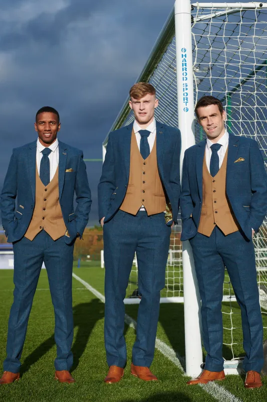 The Everton Collection | DION Blue Tweed Suit With Kelvin Waistcoat Team Suit sold by Marc Darcy