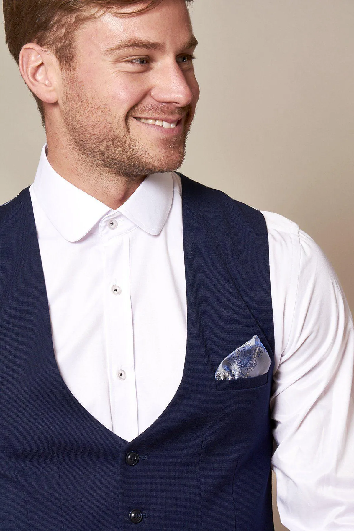 KELLY - Royal Blue Single Breasted Waistcoat sold by Marc Darcy product image thumbnail 3