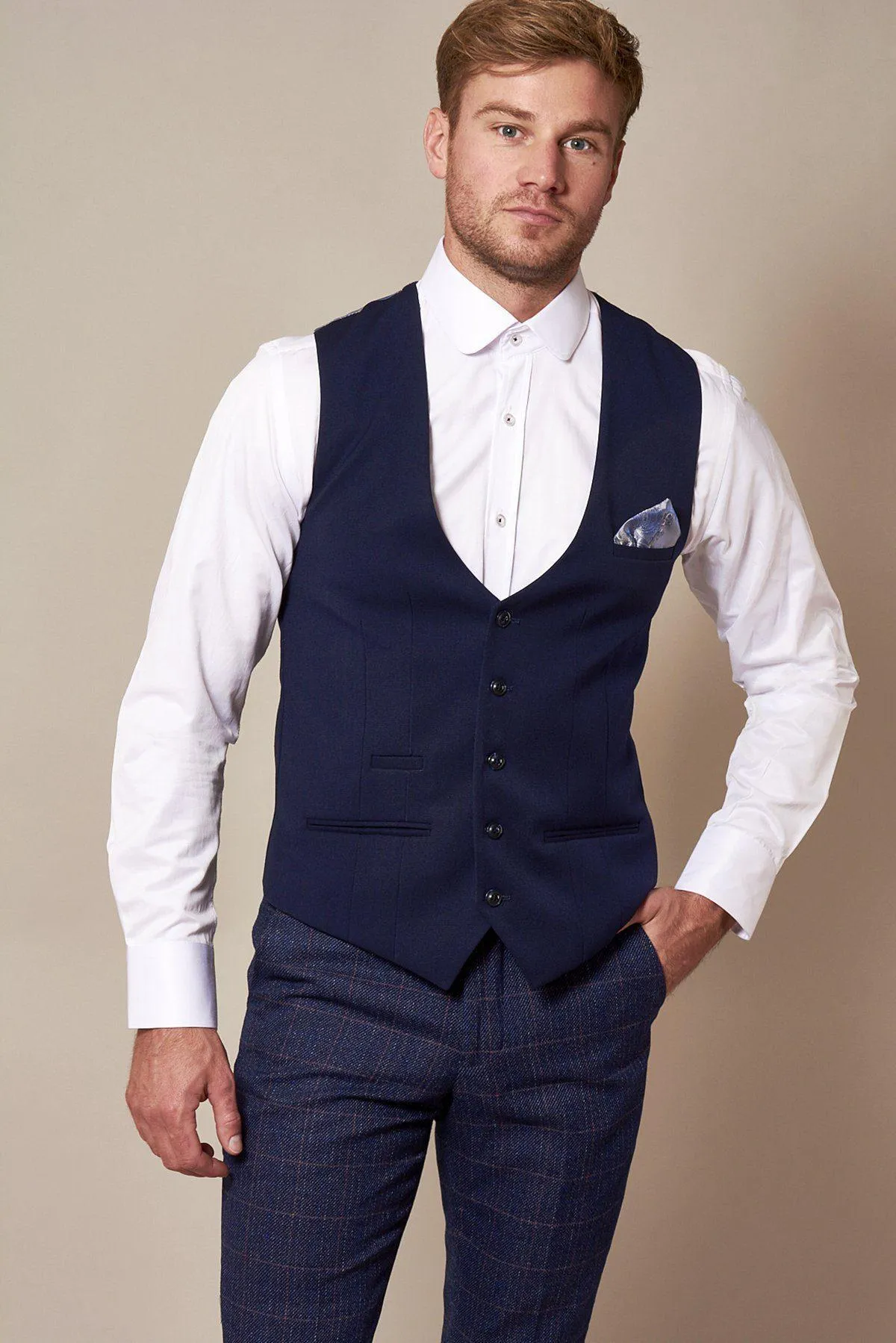 KELLY - Royal Blue Single Breasted Waistcoat sold by Marc Darcy