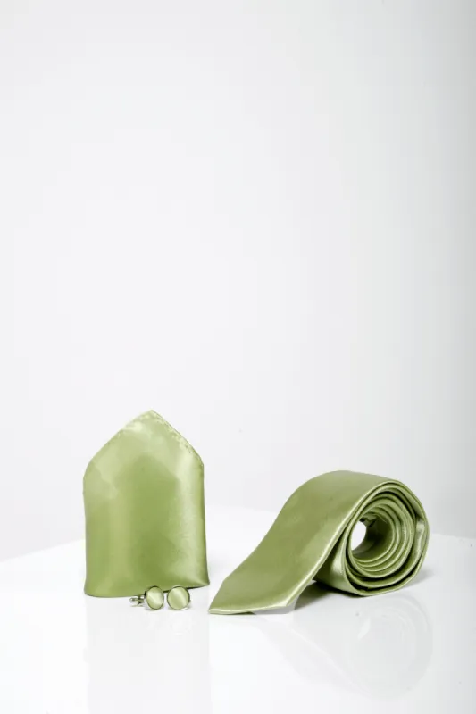 ST - Satin Tie and Pocket Square Set In Green sold by Marc Darcy