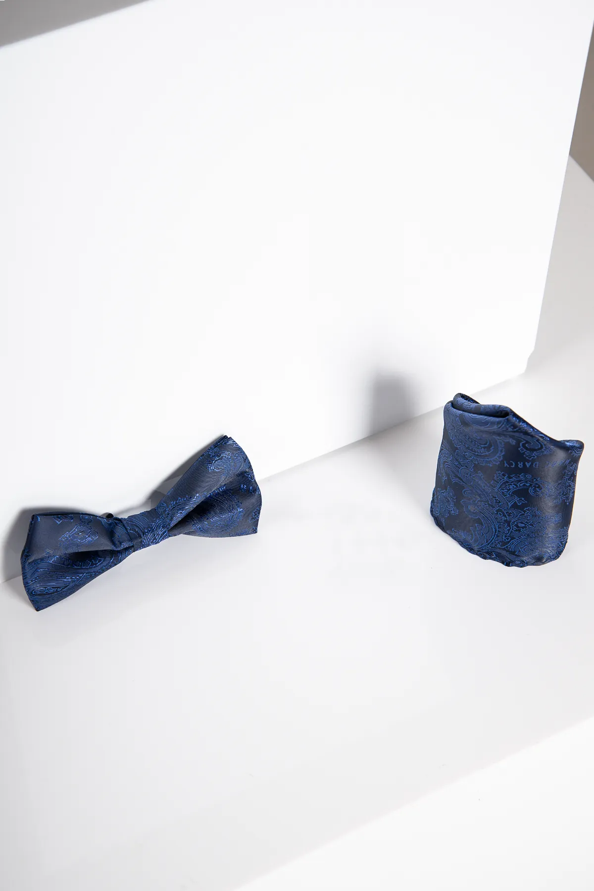 MD PAISLEY - Navy Paisley Bow Tie and Pocket Square Set sold by Marc Darcy product image thumbnail 2