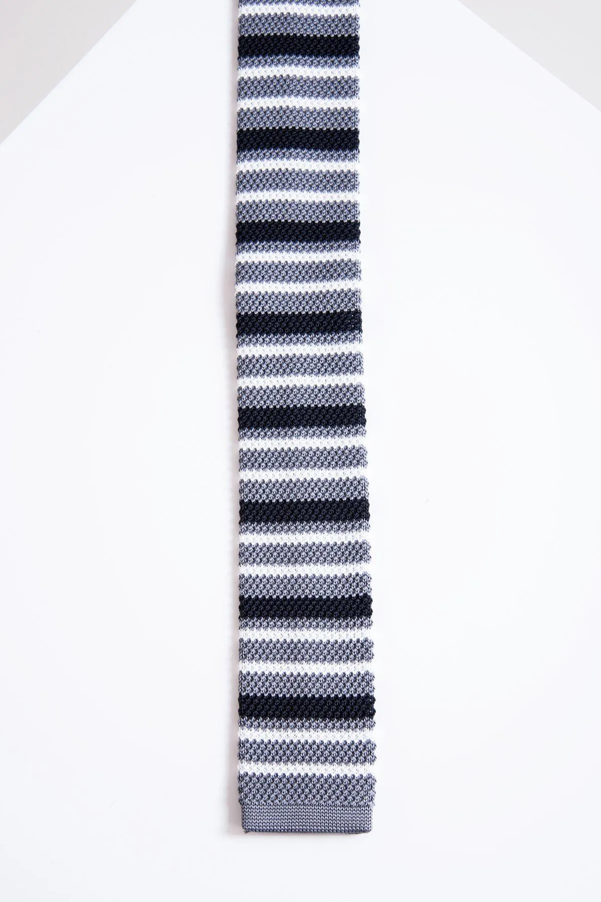 KT - Grey Stripe Knitted Tie sold by Marc Darcy product image thumbnail 2