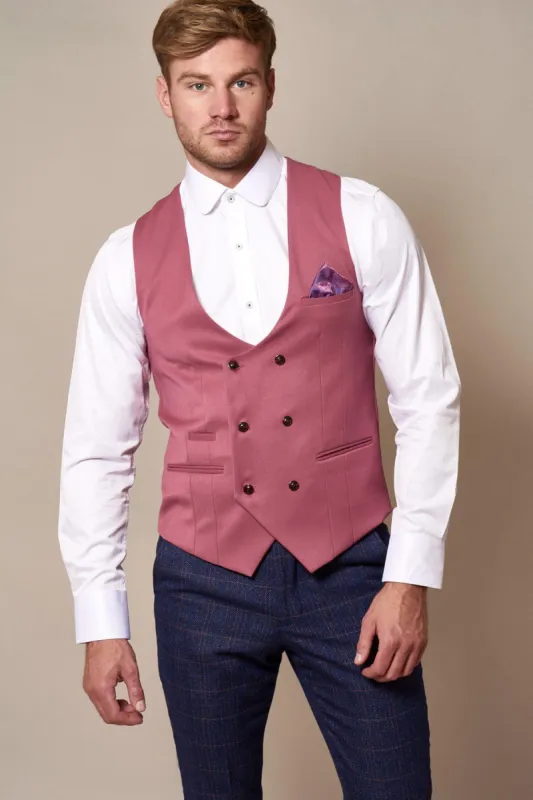 KELLY - Pink Double Breasted Waistcoat sold by Marc Darcy