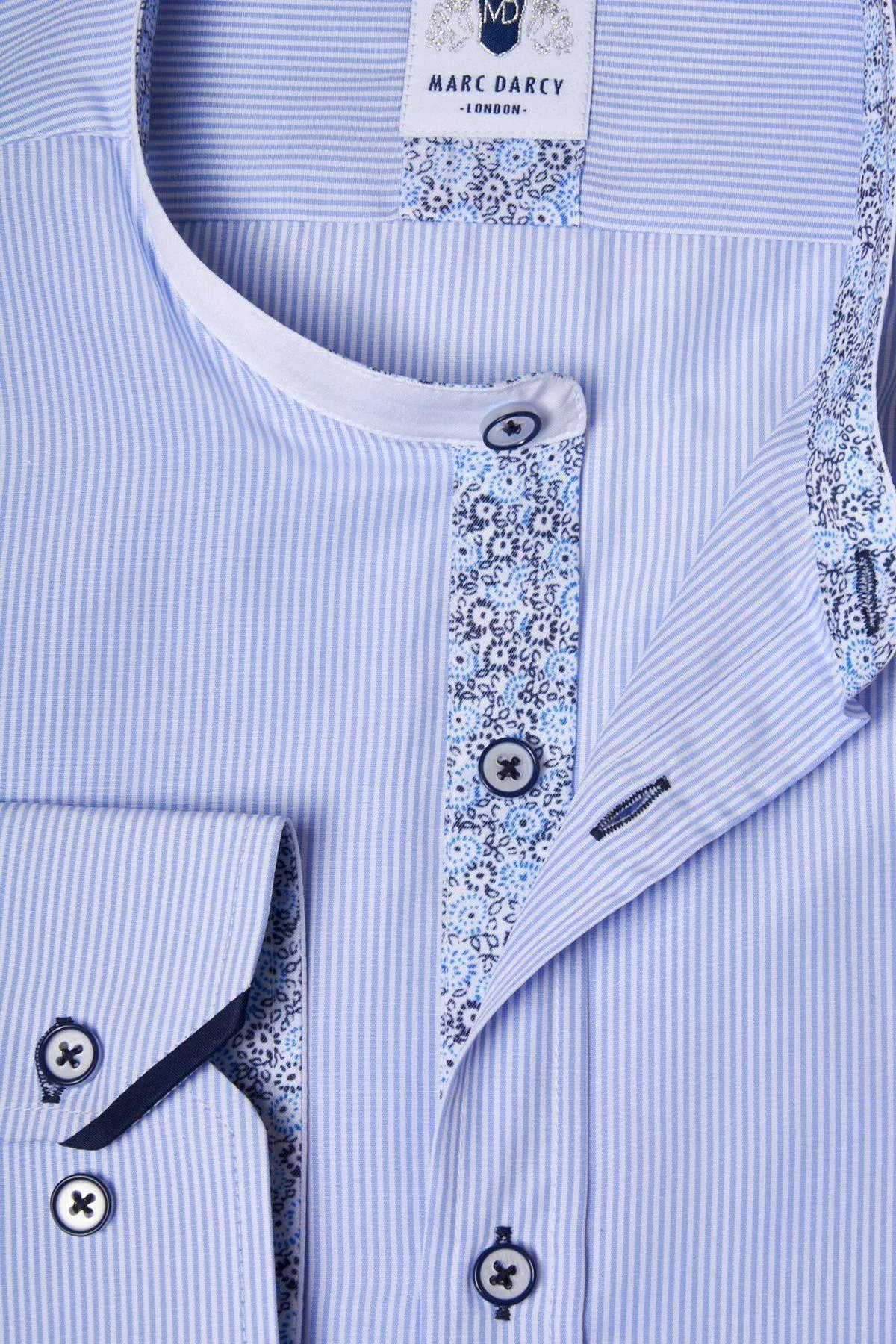 COOPER - Grandad Collar Sky Blue Stripe Shirt sold by Marc Darcy product image thumbnail 2