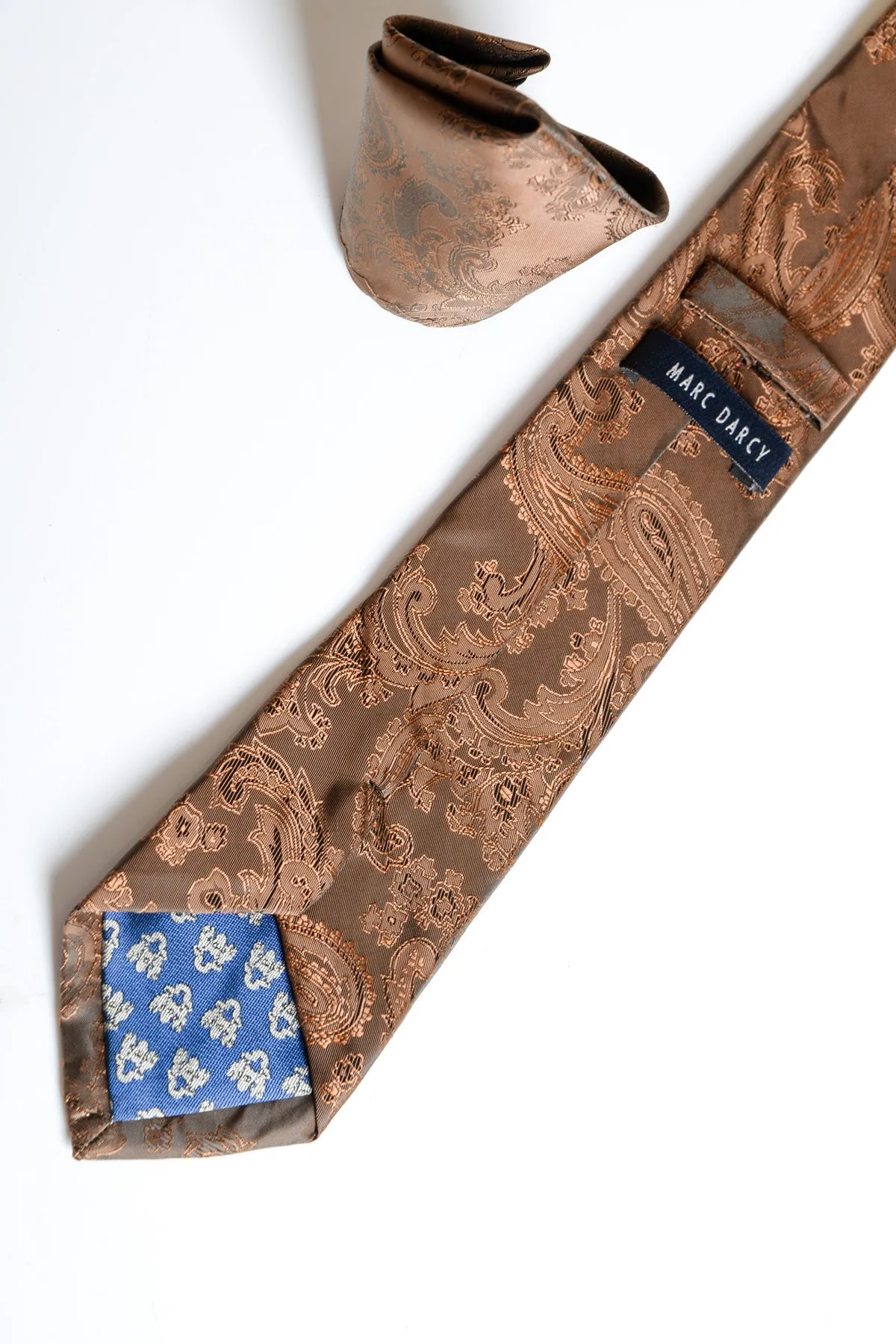 MD PAISLEY - Orange Brown Paisley Tie and Pocket Square Set sold by Marc Darcy product image thumbnail 3