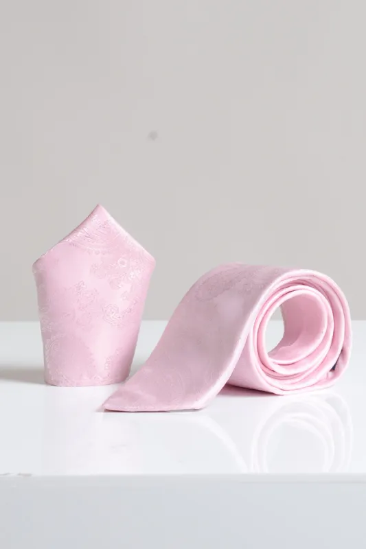 MD PAISLEY - Light Pink Paisley Tie and Pocket Square Set sold by Marc Darcy