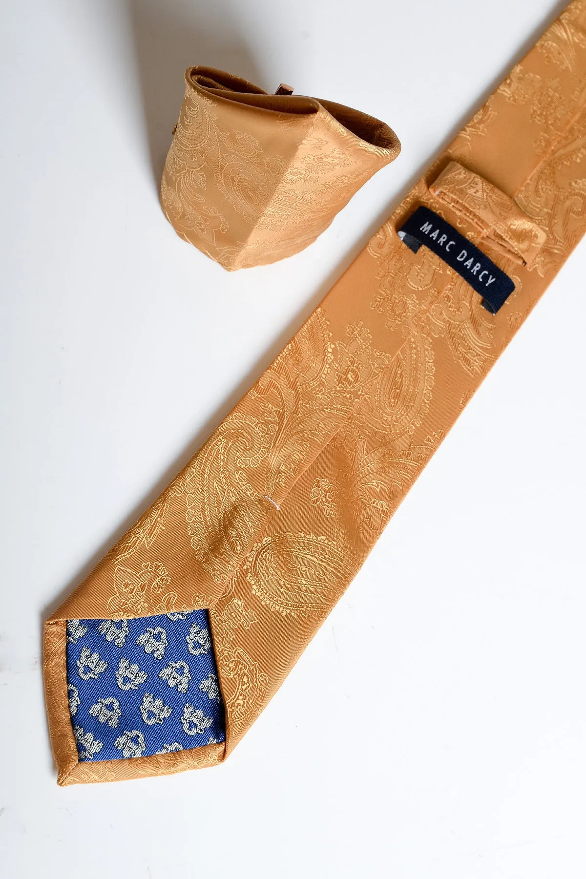MD PAISLEY - Gold Paisley Tie and Pocket Square Set sold by Marc Darcy product image thumbnail 2