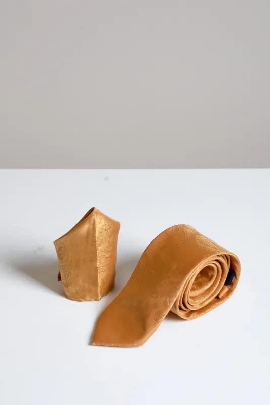 MD PAISLEY - Gold Paisley Tie and Pocket Square Set sold by Marc Darcy