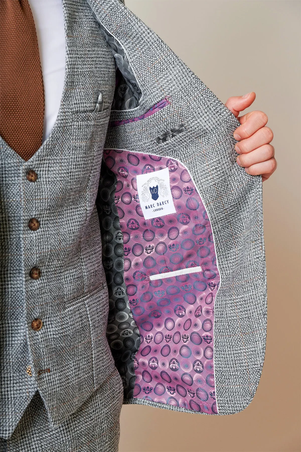 KRIS - Silver Grey Tweed Two Piece Suit sold by Marc Darcy product image thumbnail 5