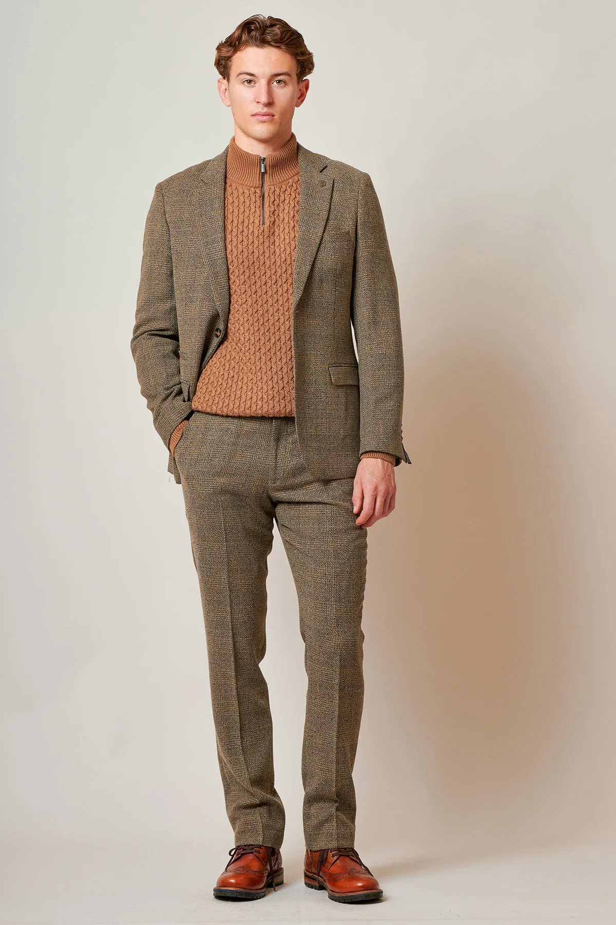 KRIS - Tan Tweed Two Piece Suit sold by Marc Darcy
