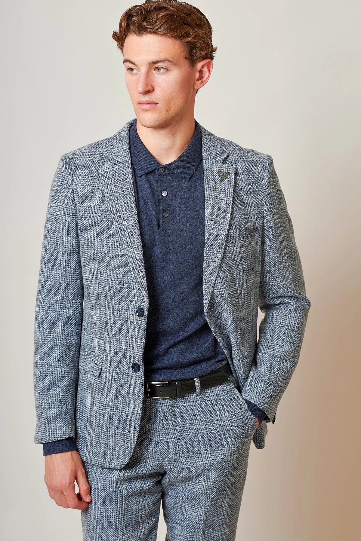 KRIS - Sky Blue Tweed Two Piece Suit sold by Marc Darcy product image thumbnail 2