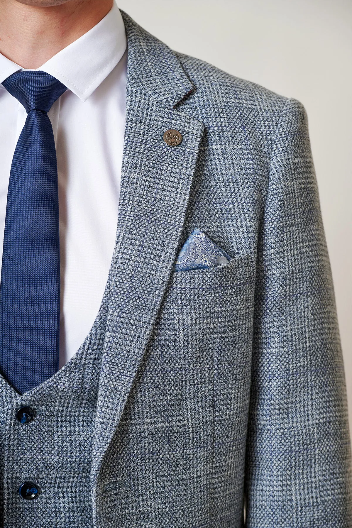 KRIS - Sky Blue Tweed Two Piece Suit sold by Marc Darcy product image thumbnail 4