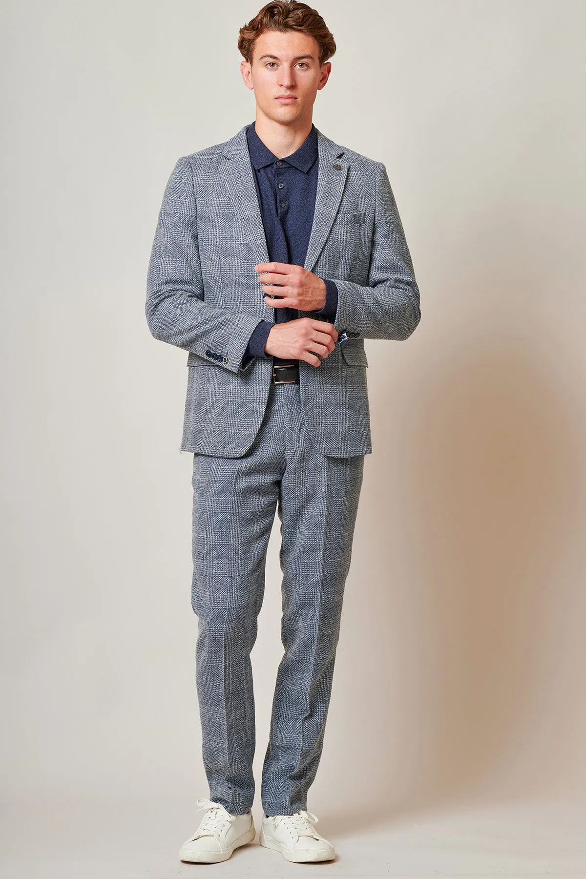 KRIS - Sky Blue Tweed Two Piece Suit sold by Marc Darcy product image thumbnail 3