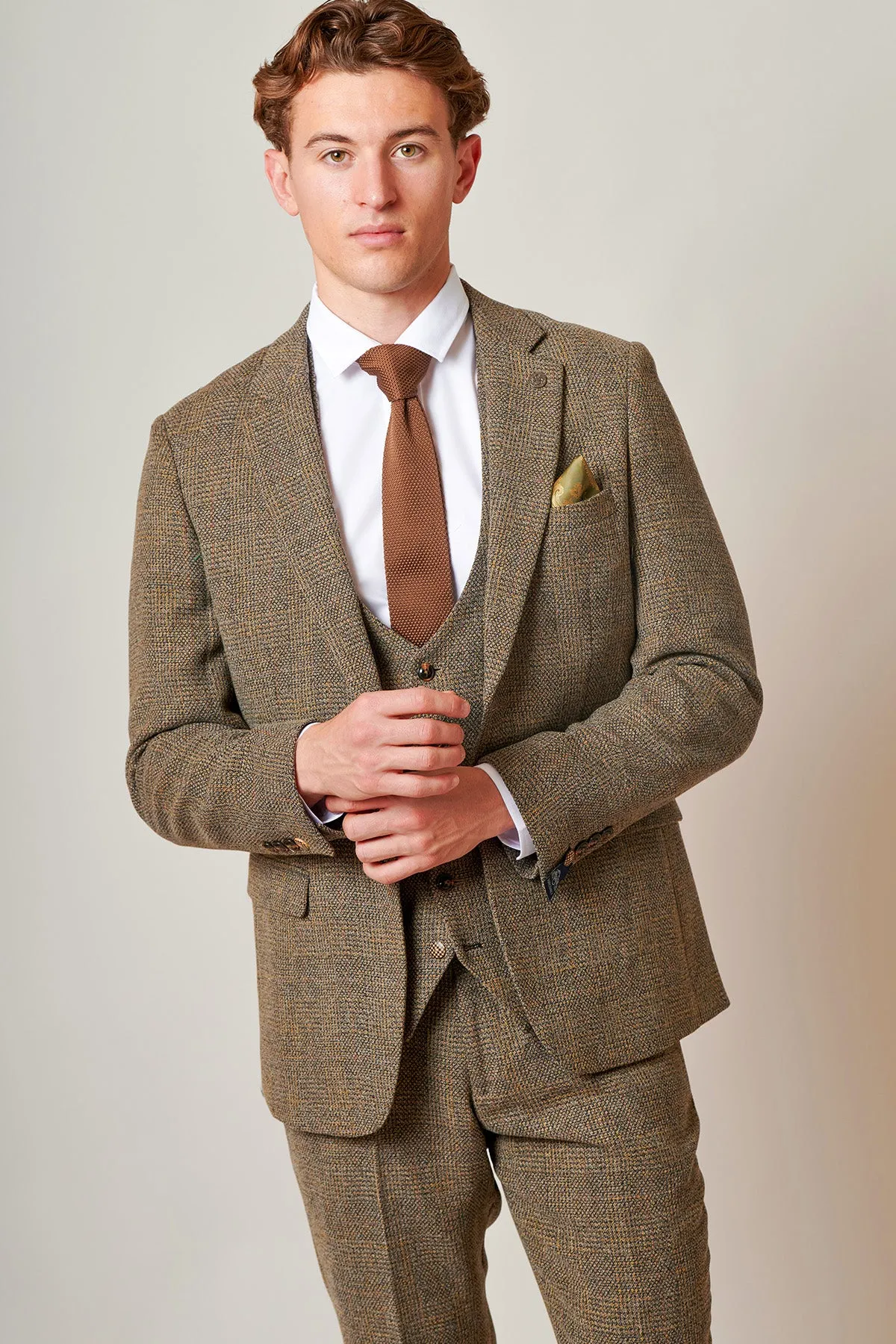 KRIS - Tan Tweed Three Piece Suit sold by Marc Darcy product image thumbnail 4