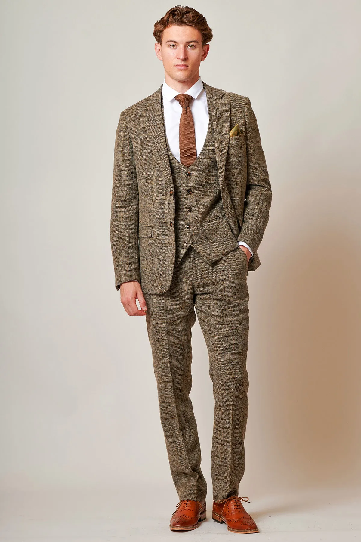 KRIS - Tan Tweed Three Piece Suit sold by Marc Darcy product image thumbnail 2