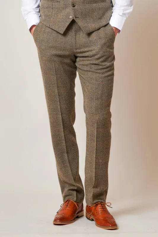 KRIS - Tan Tweed Trousers sold by Marc Darcy