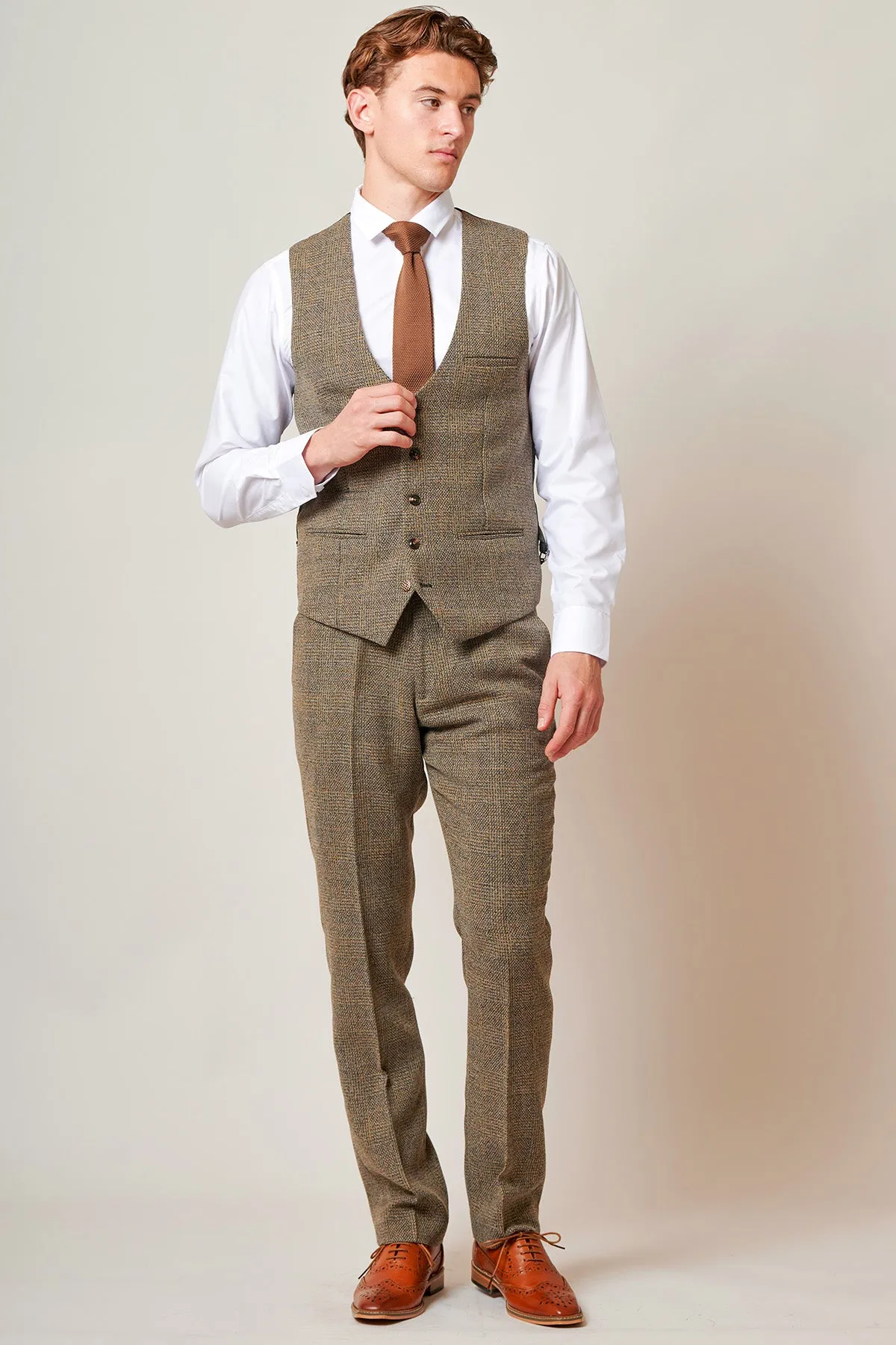 KRIS - Tan Tweed Waistcoat sold by Marc Darcy product image thumbnail 3