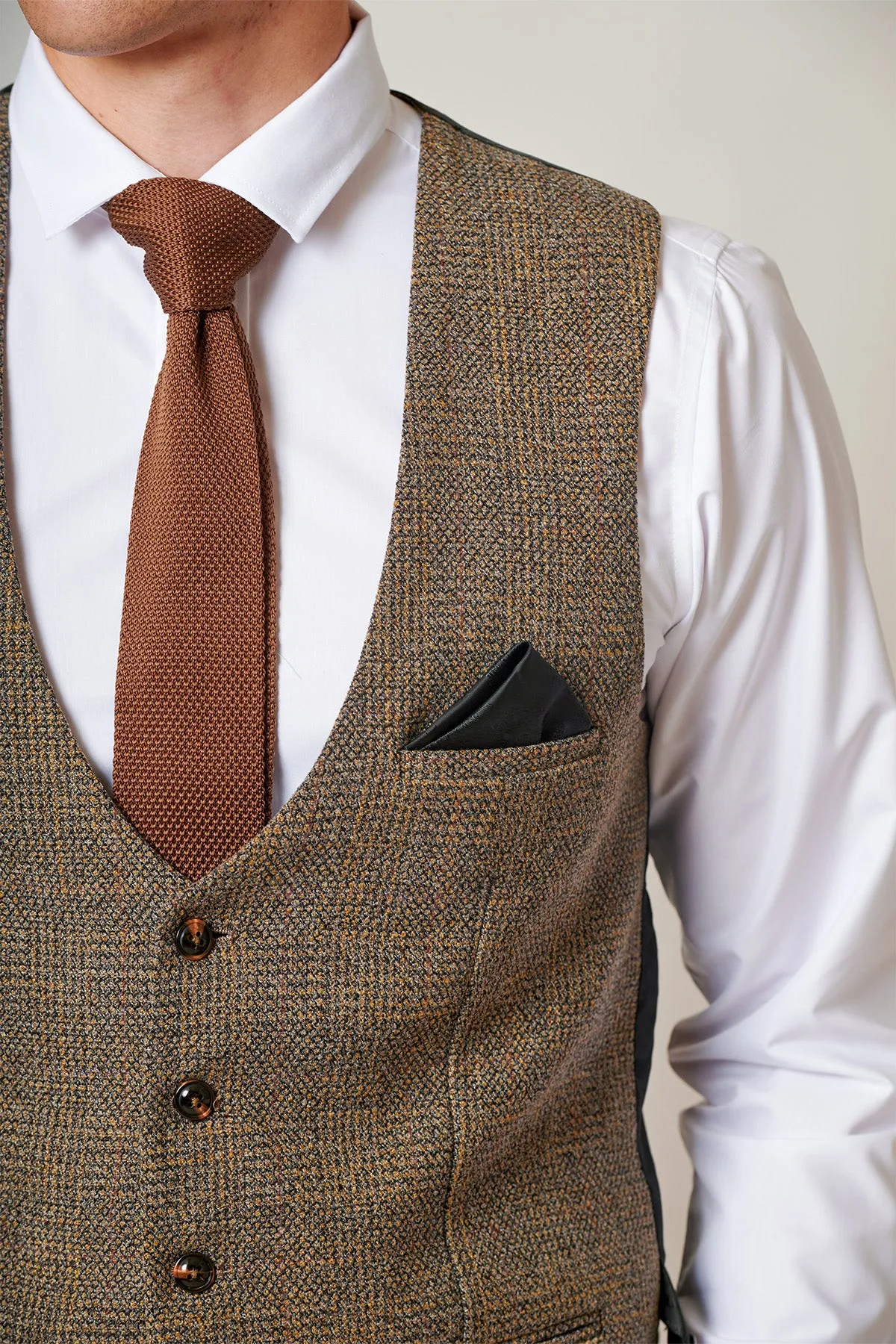 KRIS - Tan Tweed Waistcoat sold by Marc Darcy product image thumbnail 2