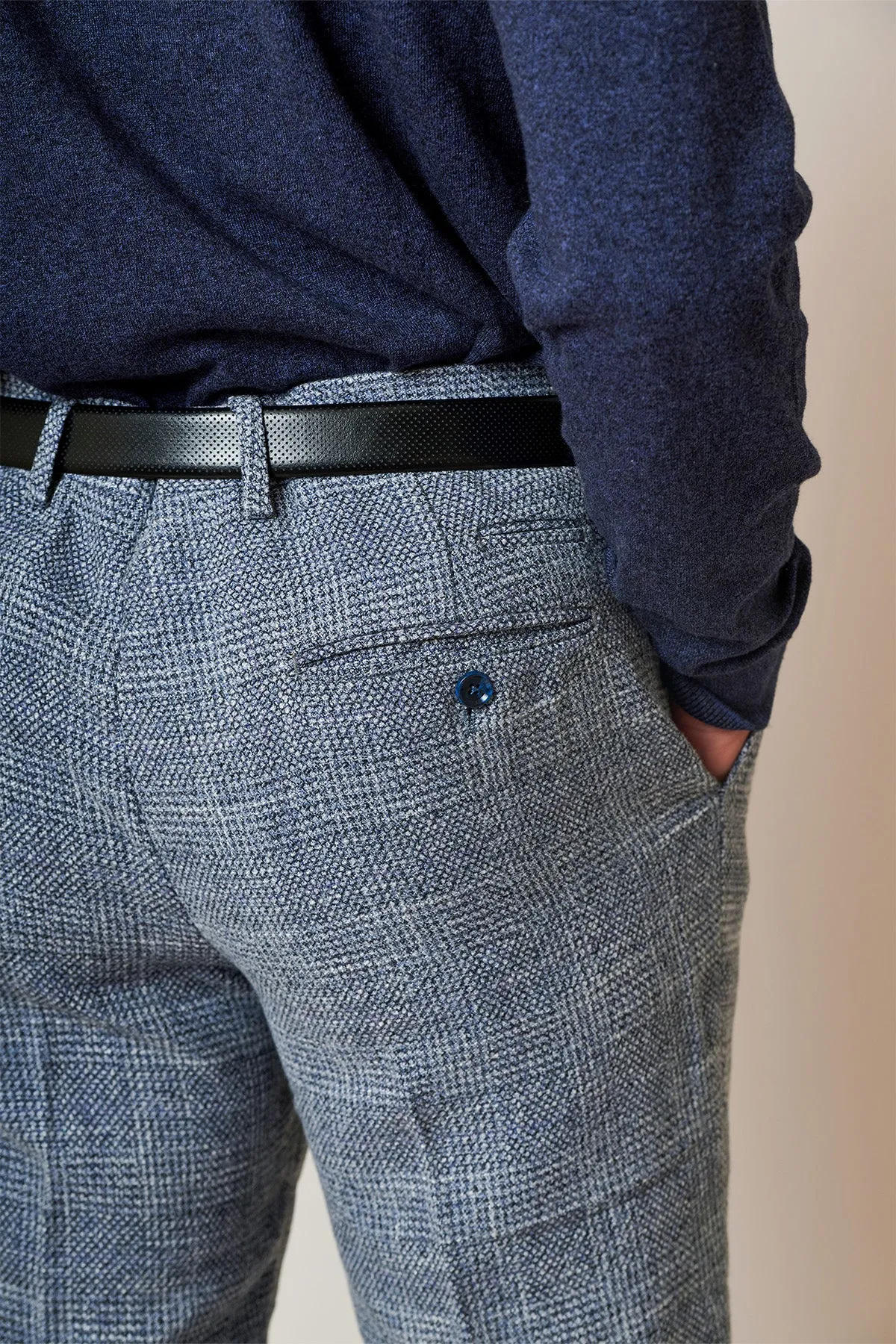 KRIS - Sky Blue Tweed Trousers sold by Marc Darcy product image thumbnail 3