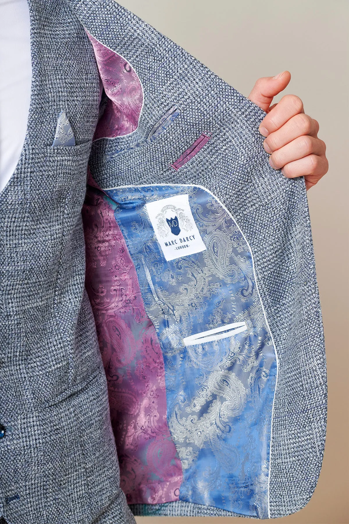 KRIS - Sky Blue Tweed Blazer sold by Marc Darcy product image thumbnail 4