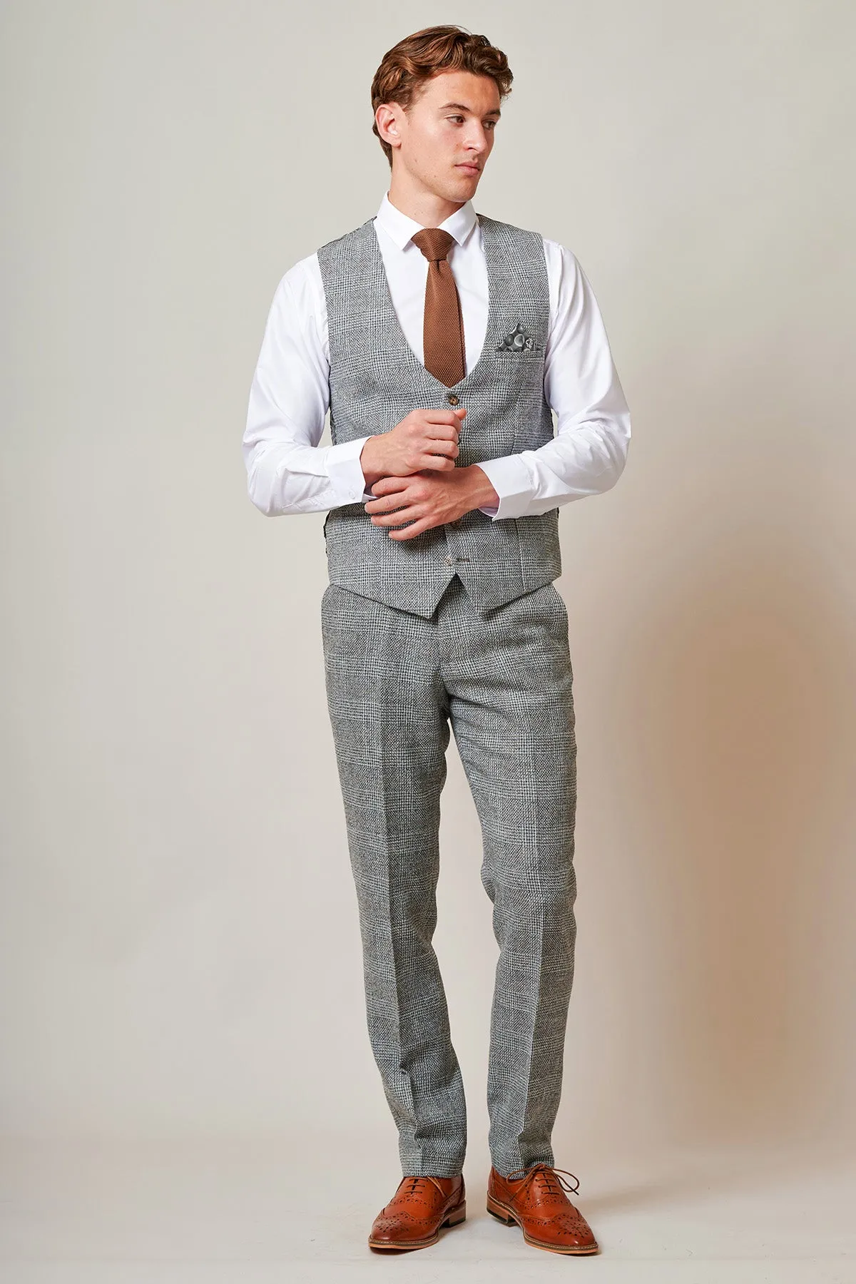 KRIS - Silver Grey Tweed Waistcoat sold by Marc Darcy product image thumbnail 5