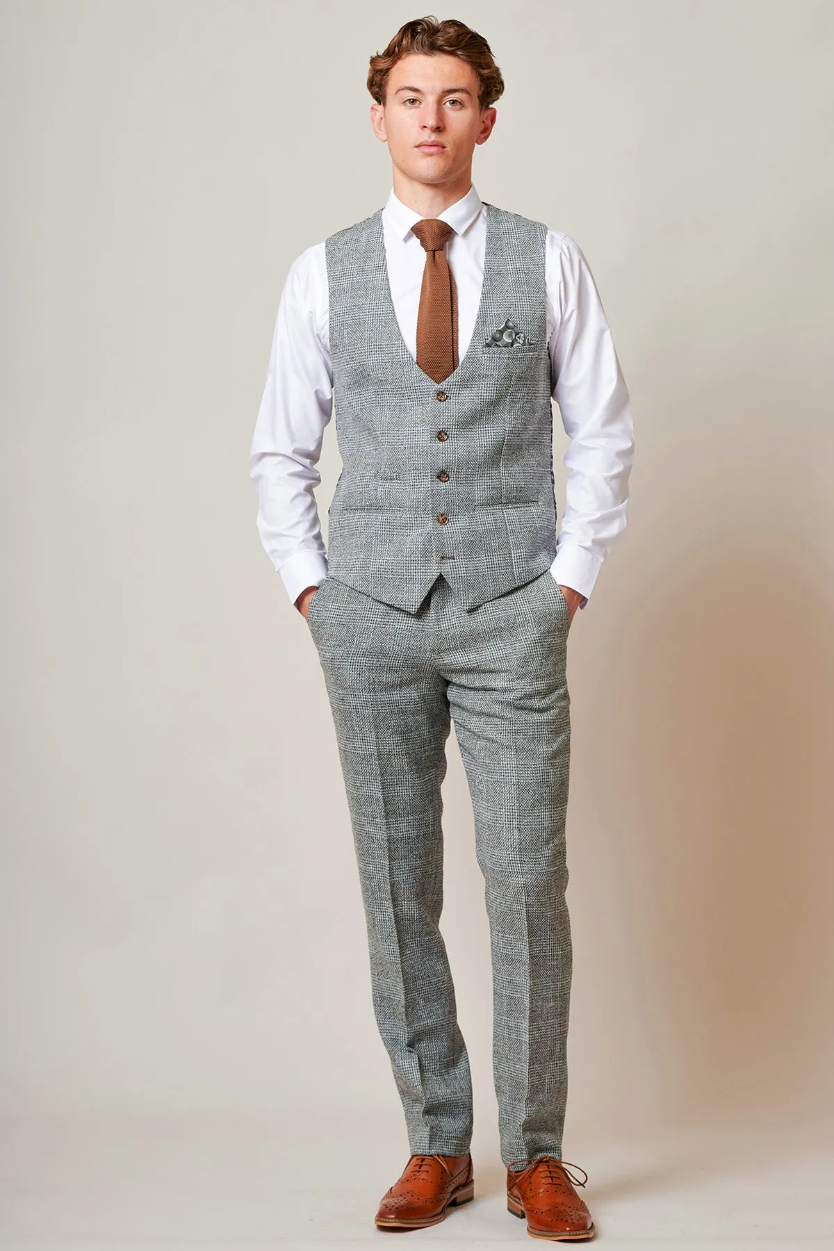 KRIS - Silver Grey Tweed Waistcoat sold by Marc Darcy product image thumbnail 4