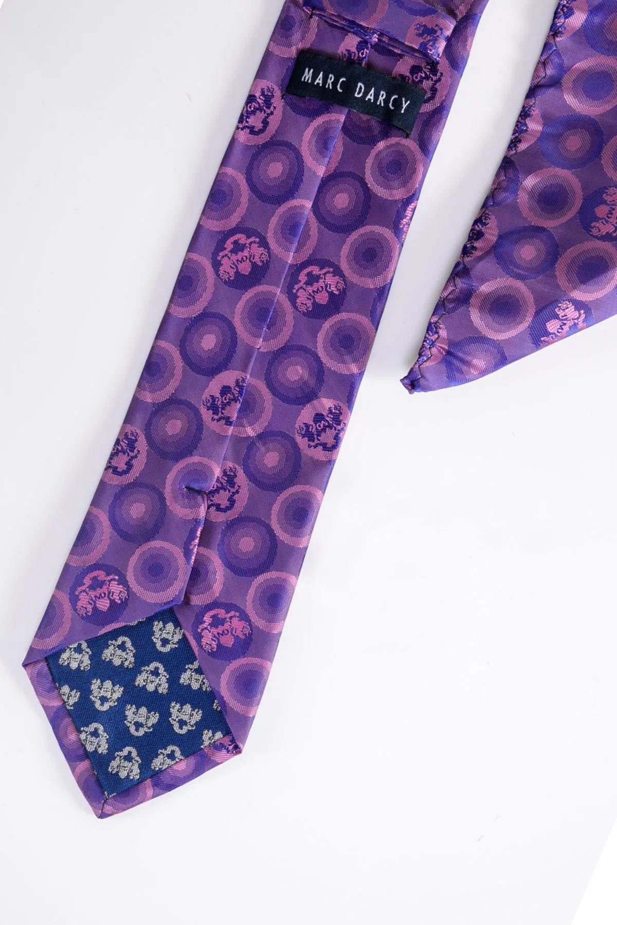 BUBBLES - Purple Bubble Circle Print Tie & Pocket Square sold by Marc Darcy product image thumbnail 2