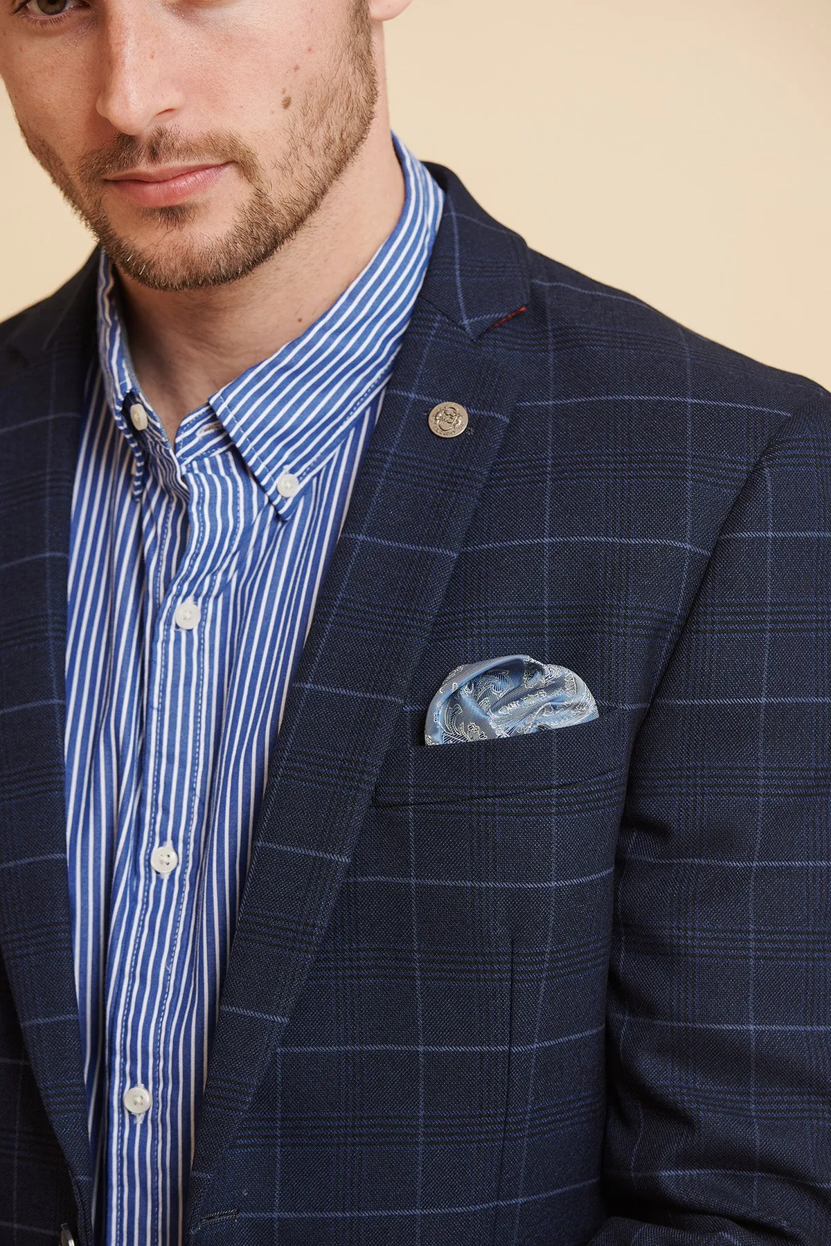 EDINSON - Navy Sky Check Blazer sold by Marc Darcy product image thumbnail 2