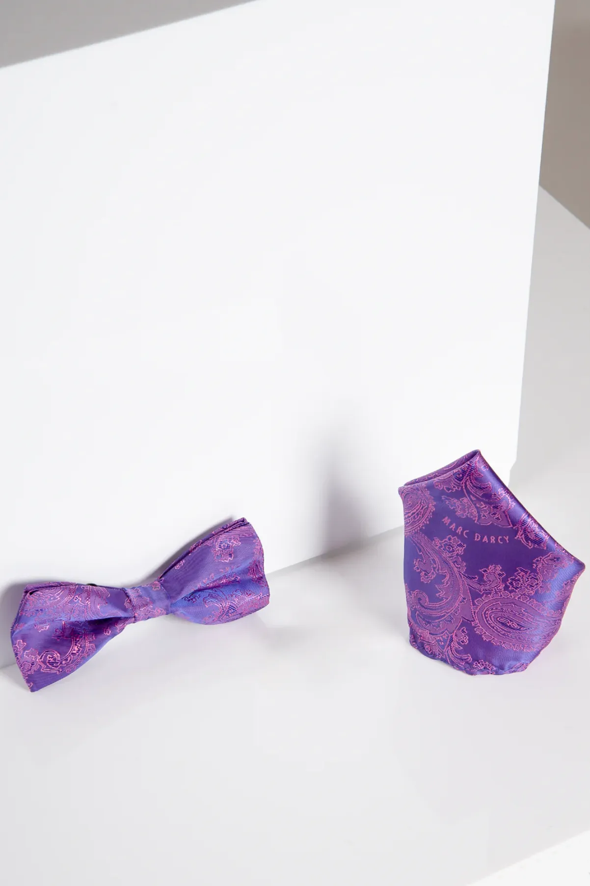 MD PAISLEY - Purple Paisley Bow Tie and Pocket Square Set sold by Marc Darcy product image thumbnail 2