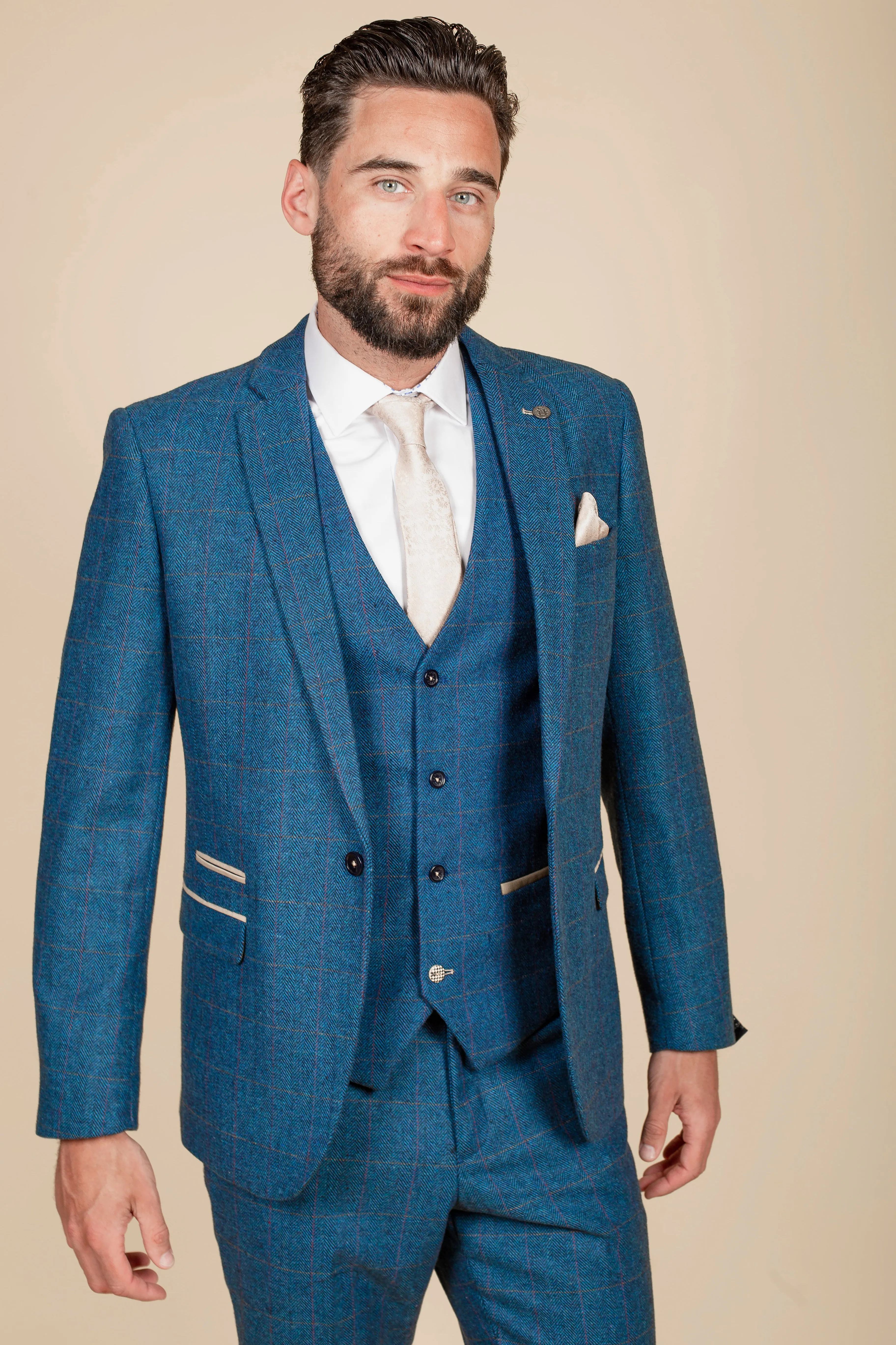 The WHU Collection - DION Blue Tweed Suit with TED Waistcoat As Worn By Crysencio Summerville sold by Marc Darcy product image thumbnail 4